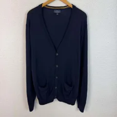 BROOKS BROTHERS ブルックスブラザーズ メリノウール Vネックカーディガン ネイビー Lサイズ メンズ 古着 シティーボーイ