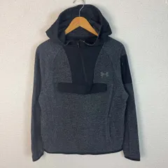 UNDER ARMOUR アンダーアーマー ハーフジップパーカー アノラック 切り替え 刺繍ロゴ チャコールグレー ブラック Lサイズ メンズ 古着 テック系 スポーツMIX