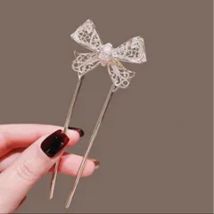 リボン　かんざし　ゴールド　フォーマル　着物　浴衣　結婚式　髪飾り　C255