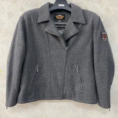 ハーレーダビッドソン ウールジャケット XX-LARGE グレー 刺繍ロゴ ライダース