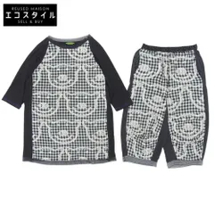 OLLEBOREBLA アルベロベロ チェック柄×ドット柄 豚さん ブタさん 刺繍 トップスイージーパンツ セットアップ レディース ブラック ―