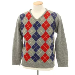 【中古】ザダファーオブセントジョージ The DUFFER of ST.GEORGE ウール Vネック プルオーバーニット グレーxネイビー【サイズM】【メンズ】のサムネイル