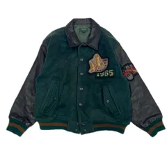 クロコダイル クラシックレーベル バック刺繍 スタジャン レザー切り替えL