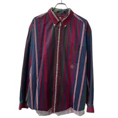 TOMMY HILFIGER 長袖 ストライプシャツ XL レッド マルチカラー トミーヒルフィガー ボタンダウン 胸ポケット トップス 春物 a710-6532のサムネイル