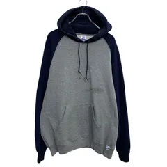 Russell Athletic 無地スウェット パーカー XL マルチカラー グレー×ネイビー ラッセルアスレチック 裏起毛 ラグラン 秋物 a710-6543