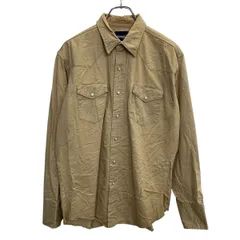 Wrangler 長袖 無地 ウエスタンシャツ XL ベージュ ラングラー スナップボタン 両胸ポケット 秋物 a710-6561