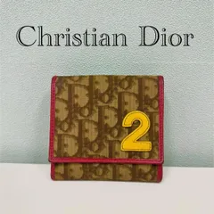 【Christian Dior】クリスチャンディオール /  No.2ロゴ 二つ折り財布 トロッター柄 ブラウン ラスターカラー