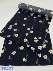 小紋 京友禅 黒色 正絹 反物