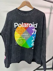 POLAROID プリントロゴ 長袖Tシャツ ブラック XL US古着