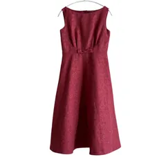 RE230 【新品タグ付き】STRAWBERRY-FIELDS ストロベリーフィールズ ドレス ジャカードワンピース ボルドー レディース 2サイズ