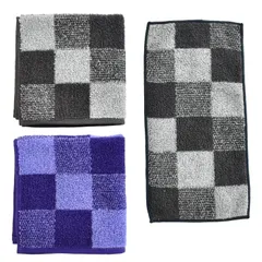 新品　日本製 綿100% 12×23cm 吸水 25×25cm ハンカチ タオルハンカチ ハンドタオル (ラウンドスクエア 今治タオル ハーフハンカチ(BK)1枚＋ハンカチ(PU＋BK)2枚) ORI365