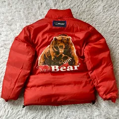 bear ベア  90s ダウンジャケット リバーシブル ビッグロゴ レッド 古着 3852