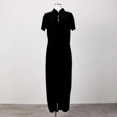 古着 90年代 Dressing Clio マオカラー ベロア 半袖 タイトワンピース USA製 レディースL相当 ヴィンテージ/eaa594409