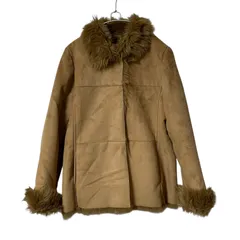 Z1574【美品】GIO SPORT ジオスポーツ ファーコート ムートンコート フェイクファー スエード ブラウン サイズF