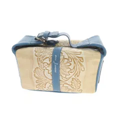 【中古】【未使用】ボンジャポネ BONJAPONE カービングレザー ハンドバッグ ブルーxライトベージュ【WxH14.5】【レディース】