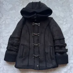 エゴイスト EGOIST フェイクムートンコート ボア裏地 フード付き ブラック S～M相当