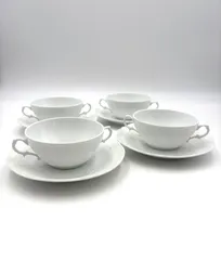 ジノリベッキホワイト　スープカップ&ソーサー　6客 ジノリベッキホワイト スープカップ&ソーサー 6客 ジノリベッキ