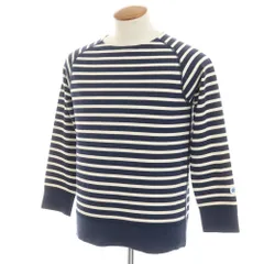 【中古】グラソン glacon コットン系 ボーダー ボートネック 長袖Ｔシャツ ネイビーxアイボリー【サイズ3】【メンズ】