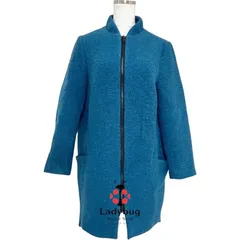 ZARA レディース ウールコート スタンドカラー ジップアップ 青 ブルー S 軽量 秋冬 防寒 上品 きれいめ おしゃれ 着回し 普段使い 通勤  シンプル 美品 高級感 人気 ブランド 大人カジュアル  コーデ映え アウター