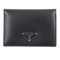 ★PONTAdeSU3様専用ページ★未使用品▼PRADA プラダ 1M0833 サフィアーノレザー トライアングルロゴ 三角プレート 二つ折り パスケース ブラック 箱付き イタリア製 メンズ