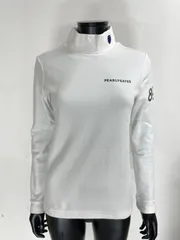 【USED】PEARLY GATES パーリーゲイツ 綿 ハイネック 長袖 シャツ 裏起毛 ロゴ刺繍 ホワイト 白 レディース 1 M ゴルフウェア