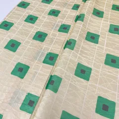 単衣 小紋 露芝の地模様 可愛い四角の染め 正絹 着物 MK-498