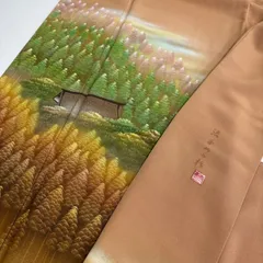 作家物 付下げ 裄66 金彩 美しい風景 訪問着 正絹 着物 MK-489