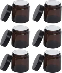 Chocople クリーム容器 遮光瓶 ガラス 詰替え 6個 セット ブラウン (ブラウン,  100g)