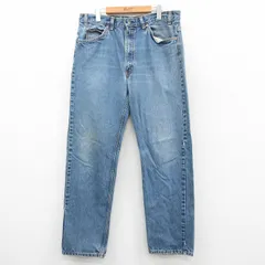 W37/古着 ジーンズ Levis リーバイス 505 メンズ 00s ヒゲ コットン 紺 ネイビー デニム 25oct27 中古 ボトムス ジーパン Gパン ロング パ
