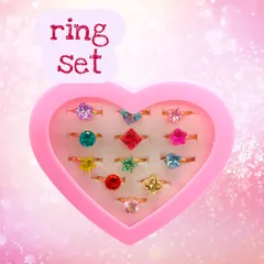 子ども用リングセット　おもちゃ/キッズ/女の子/アクセサリー/指輪/かわいい/きらきら/ハート/宝石/ピンク