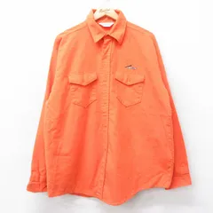 XL/古着 長袖 ヘビー フランネル シャツ メンズ 70s チェーンソー 大きいサイズ コットン オレンジ spe 25oct27 中古 トップス