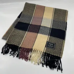 KO3425□JILL by JILL STUART　ジル バイ ジルスチュアート　大判ストール　マフラー　チェック　ブラウン系　フリンジ　アクリル