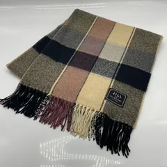 KO3421□JILL by JILL STUART　ジル バイ ジルスチュアート　大判ストール　マフラー　チェック　ブラウン系　フリンジ　アクリル