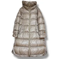 美品 現行タグ HERNO ゆったりロングダウンコート high insulation 極暖 軽量 サイドスリット ロゴプレート付き ダブルファスナー グレージュ系