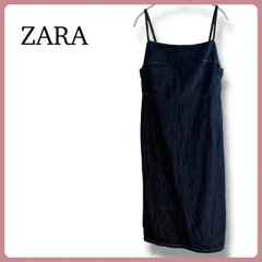 ZARA デニムキャミワンピース L インディゴブルー 薄手で軽い着心地◎ スリット入りで動きやすい