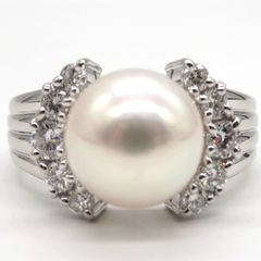 中古 美品 シャネル リング マトラッセ プラチナ Pt950 ダイヤモンド