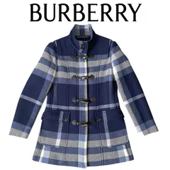 BURBERRY　ダッフルコート　チェック　コート　アウター　ネイビー　ブルー　厚手　ウール　希少