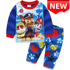 ✨新品✨パウパトロール 長袖パジャマ 上下セット 子供服 男の子  綿 キッズ チェイス マーシャル 100/110/120/130 部屋着 寝巻き キャラクター ストライプ 消防士 警察犬 コットン キッズパジャマ 長袖パジャマ 贈り物