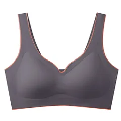 シームレスブラ ノンワイヤー ブラジャー 大きいサイズ ハーフトップ パッド取り外し 楽ちん 響かない 柔らか 脇高 美胸 かわいい おしゃれ バイカラー as02