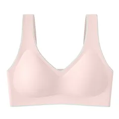 シームレスブラ ノンワイヤー ブラジャー 大きいサイズ ハーフトップ パッド取り外し 楽ちん 響かない 柔らか 脇高 美胸 かわいい おしゃれ バイカラー as02