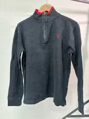 RALPH LAUREN 刺繍ロゴ ハーフジッププルオーバー ブラック L US古着