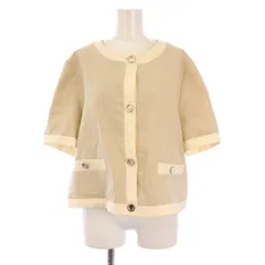 ザラ ZARA ノーカラージャケット アウター 半袖 ショート丈 総裏地 麻 リネン XL ベージュ /BB