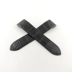 IWC 黒レザー 時計ベルト アリゲーター 22mm 腕時計 アリゲーターレザー ワニ革 ベルト ブラック 黒 D