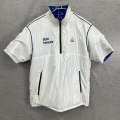 ルコックスポルティフ　メンズ　ゴルフウェア　半袖トップス　リバーシブル　L　ホワイト　ブルー　白　青　LECOQSPORTIF