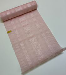 新品 友仙柄 精華ちりめん長襦袢 反物 未仕立て 薄紫色系×市松柄 061
