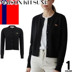 メゾンキツネ MAISON KITSUNE カーディガン レディース 2025年秋冬新作 ウール ベイビーフォックス クルーネック 丸首 秋冬 おしゃれ 黒 ブラック BABY FOX MERINO REGULAR CARDIGAN PW00502KT1181
