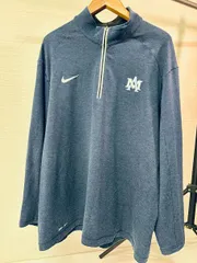 NIKE ドライフィット 刺繍ロゴ ハーフジッププルオーバー ネイビー XL US古着