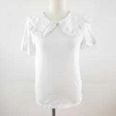 エイチ&エム H&M カットソー Tシャツ 半袖 衿付き レース 白 XS *T611