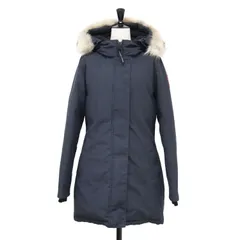 CANADA GOOSE カナダグース ジャケット ブラック 黒 サイズ:S | ヴィクトリアパーカー | VICTORIA PARKA 3037L | ダウンコート ミドル丈 フード ファー ワッペン | アウター ブルゾン【レディース】【中古】