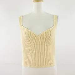 エイチ&エム H&M ニットキャミソール ビスチェ リブ クロップド丈 黄 XL *T634